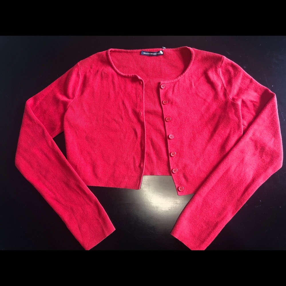 BRANDY MELVILLE RED SHRUG CARDIGAN